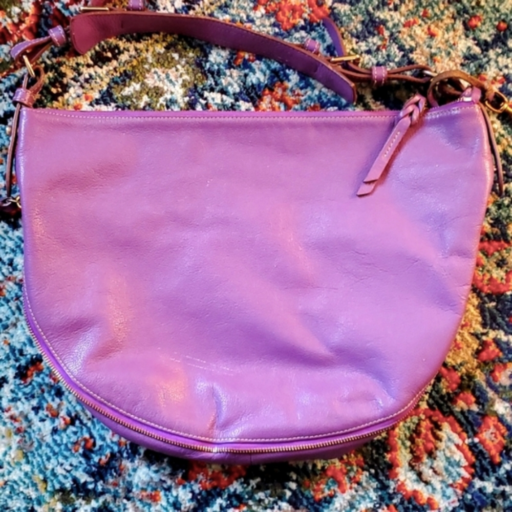 Dooney & Bourke Luna Hobo Bag Purse Purple Leather - Picture 2 of 8